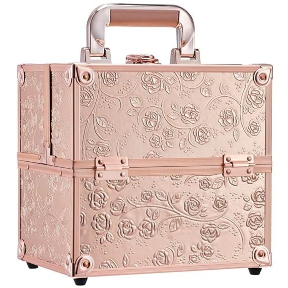 Makeup Train Case Cosmetic Box Portable Makeup Case Organizer 4Trays Travel Case - Picture 1 of 7